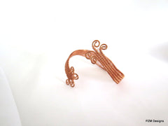 Woven Copper Cuff, Boho Chic Copper Bracelet, Artisan Copper Armband - PZM Designs 
