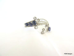 Blue iolite silver woven cuff, woven cuff, sterling silver woven cuff bracelet