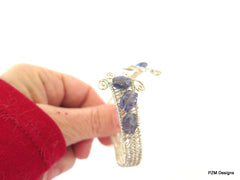 Blue Iolite Silver Woven Cuff, woven cuff, sterling silver woven cuff bracelet