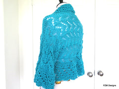 Turquoise Summer Shrug, Gift for her - PZM Designs 