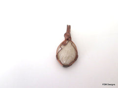 Peach Moonstone Pendant, Wire Wrapped Copper Pendant with Neck Wire - PZM Designs 