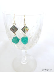 Abalone and Amazonite handmade drop earrings
