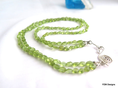 Peridot Gemstone Double Strand Necklace, Gift for Her