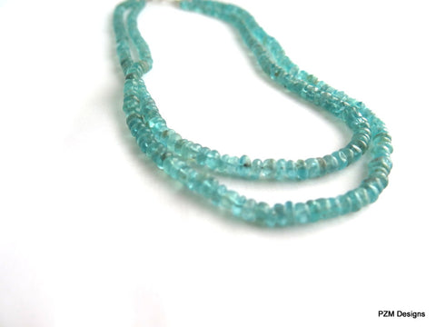 Apatite Double Strand Necklace, Blue Apatite and Silver Necklace