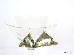 Hammered Silver Kite Earrings, Artisan Made Silver Geometric Earrings