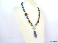 Blue Sodalite and Tigers Eye Necklace