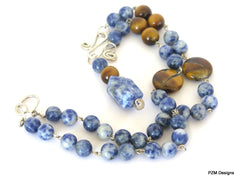 Blue Sodalite and Tigers Eye Necklace