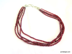 Red Garnet Multi Strand Necklace, Pyrope Garnet 4 Strand Necklace, Gift for Her