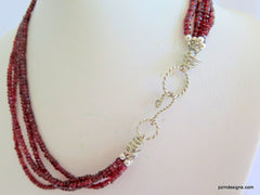 Red Garnet Multi Strand Necklace, Pyrope Garnet 4 Strand Necklace, Gift for Her