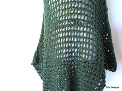 Green Fishnet Poncho, Plus Size Long Green Poncho