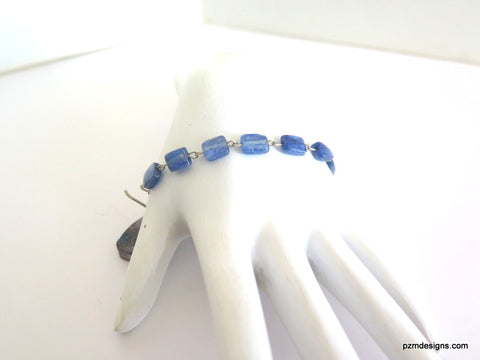 Blue Kyanite Tennis Bracelet, Blue Gemstone Line Bracelet