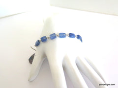 Blue Kyanite Tennis Bracelet, Blue Gemstone Line Bracelet - PZM Designs 