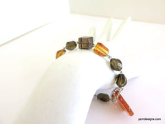 Smokey Quartz and Citrine Line Bracelet, Gemstone Stacking Bracelet, Gift for her