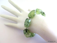 Green Gemstone Bracelet, Prehnite Gemstone Line Bracelet, Gift for Her