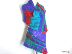 Colorful Mohair Shawl, Large Knit Evening Wrap, Luxury Gift for Her