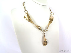 Gold Brass Boho Chic Necklace. Gift for Her