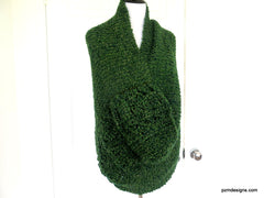Large Green Circle Shawl, Hand Knit Infinity Shawl, Gift for Her