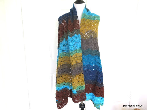 Large Colorful Hand Crochet Shawl,, Gift for her