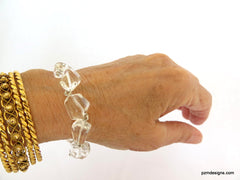 Rock Crystal Link Bracelet, Quartz Crystal Nugget Tennis Bracelet