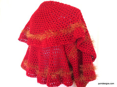 Large Red Circle Shrug, Hand Crochet Layering Sweater, Designer Knitwear