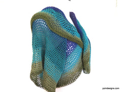 Peacock Colored Shrug, Hand Crochet Circle Shrug