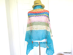 Colorful Hand Crochet Spring Shawl