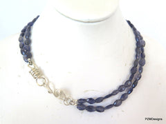 Double Strand Iolite Necklace with Artisan Silver Clasp