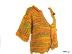 Plus Size Hand Knit Cardigan Sweater Shrug