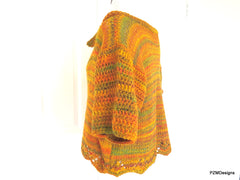 Plus Size Hand Knit Cardigan Sweater Shrug