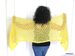 Yellow Lace Shawl, Hand Knit Prayer Shawl, Gift for Her