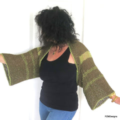 Olive Green and Gold Plus Size Layering Shrug