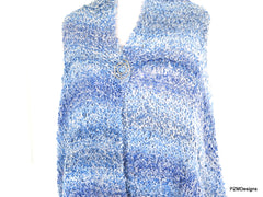 Light Blue Shawl, Extra Large Hand Knit Prayer Shawl