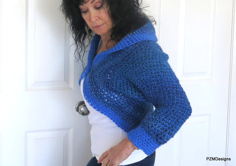 Blue Crochet Sweater Shrug