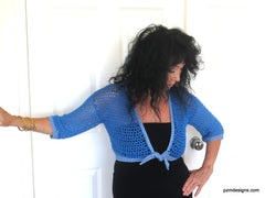 Blue Thread Crochet Two Toned Tie Front Shrug