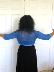 Blue Thread Crochet Two Toned Tie Front Shrug