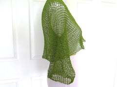 Olive Green Cotton Crochet Summer Shrug