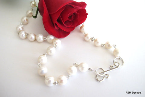 White Pearl Strand, Bridal Pearl Necklace