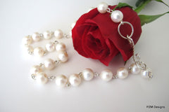 White Pearl Strand, Bridal Pearl Necklace - PZM Designs 