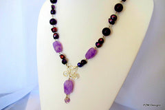 Amethyst and Pearl handmade necklace, handmade jewelry