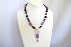 Amethyst and Pearl handmade necklace, handmade jewelry