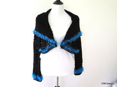knitwear, Black crochet circle shrug