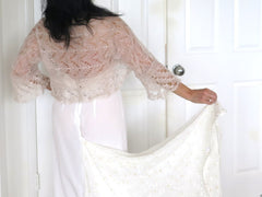 Silk Bridal Shrug, White Silk Mohair Lace Bridal Bolero Shrug - PZM Designs 