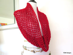 Sparkly Red Infinity Scarf, Gift for Her - PZM Designs 