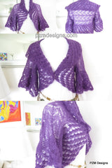 Purple silk mohair sweater shrug, hand knit lacy cardigan, luxury knitwear, bridal shrug - PZM Designs 